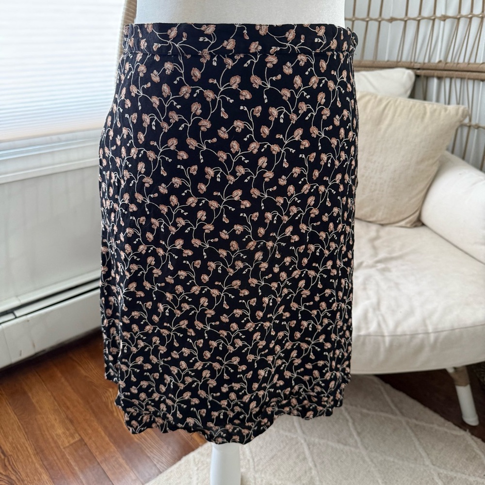 Rodier Paris Floral Viscose Skirt Size 42‎ EU (US 10) Black Dark Romantic